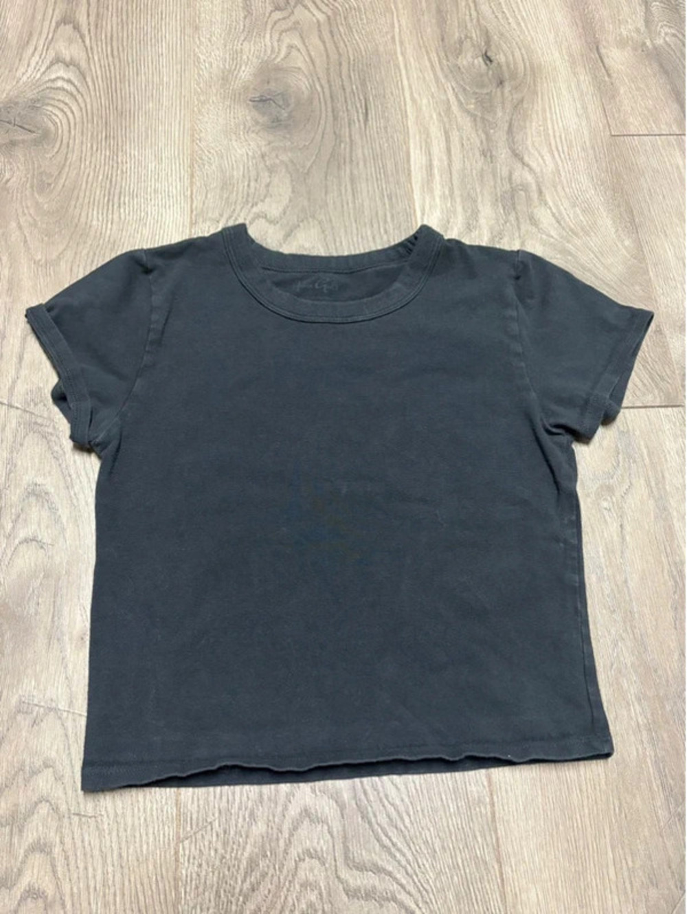 John Galt Brandy Melville Womens Tshirt Crop Top Shortsleeve Crew Stretchy Black